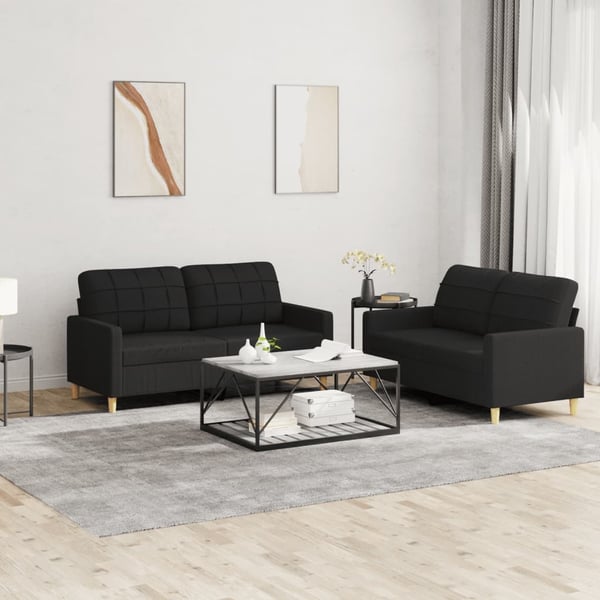 vidaXL sofasæt 2 dele med hynder stof sort