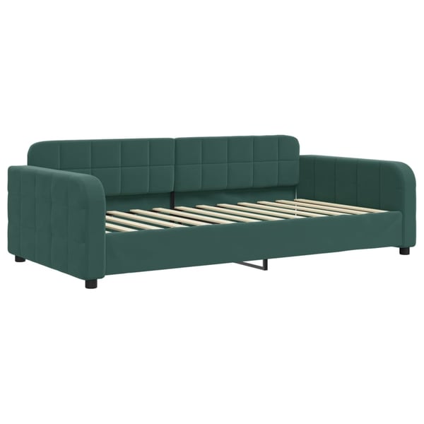 vidaXL daybed med udtræk og madras 100x200 cm velour mørkegrøn