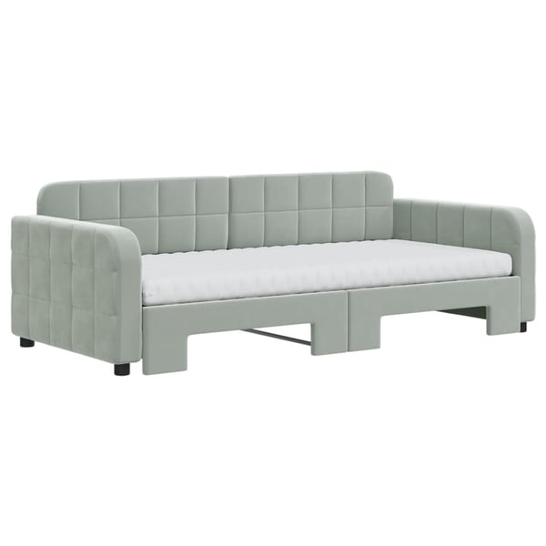 vidaXL daybed med udtræk og madras 90x190 cm velour lysegrå