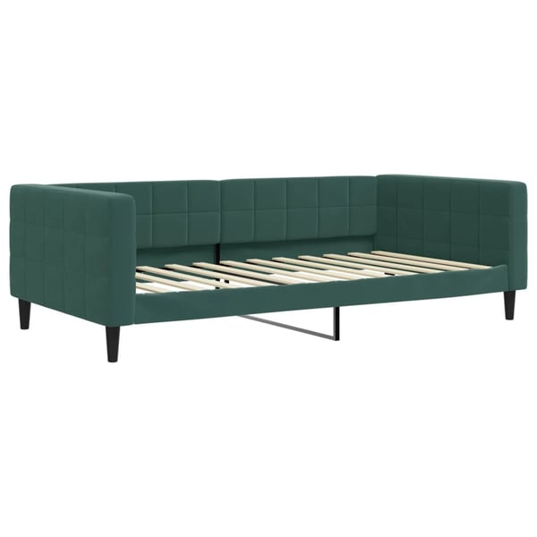 vidaXL daybed med udtræk og skuffer 100x200 cm velour mørkegrøn