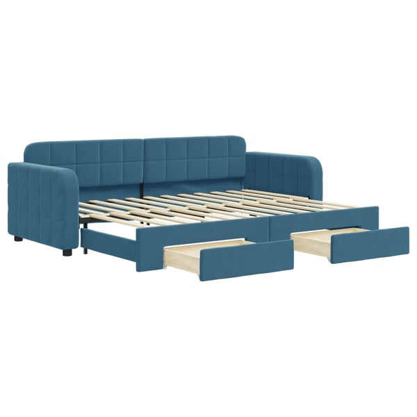vidaXL daybed med udtræk og skuffer 80x200 cm stof blå
