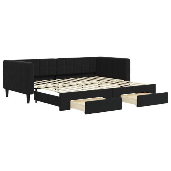 vidaXL daybed med udtræk og skuffer 90x200 cm velour sort