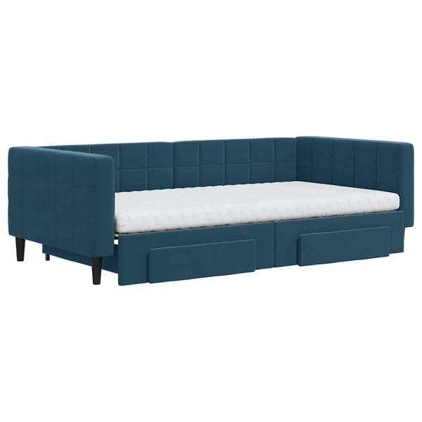 vidaXL Dagbädd utdragbar med lådor blå 100x200 cm sammet