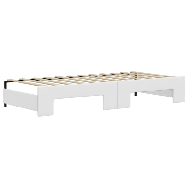 vidaXL daybed med udtræk og madrasser 90x200 cm kunstlæder hvid