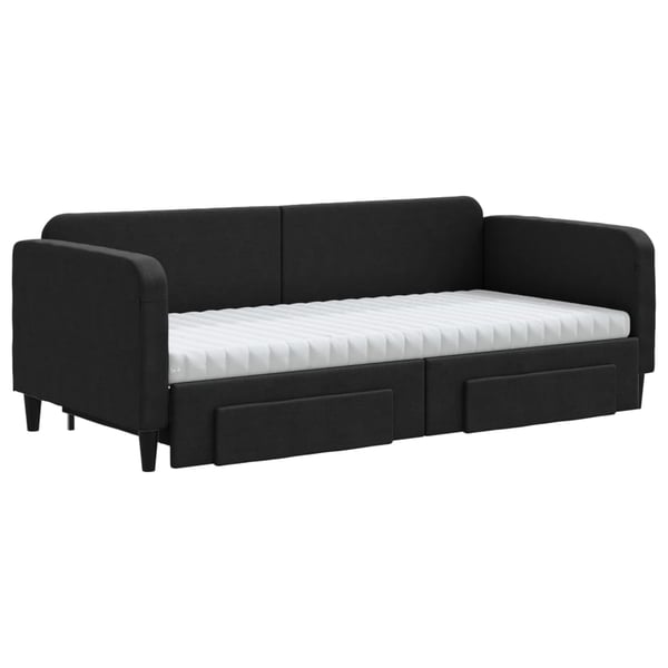 vidaXL daybed med udtræk og skuffer 80x200 cm stof sort