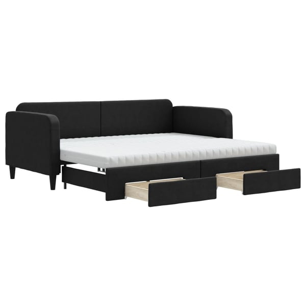 vidaXL daybed med udtræk og skuffer 80x200 cm stof sort