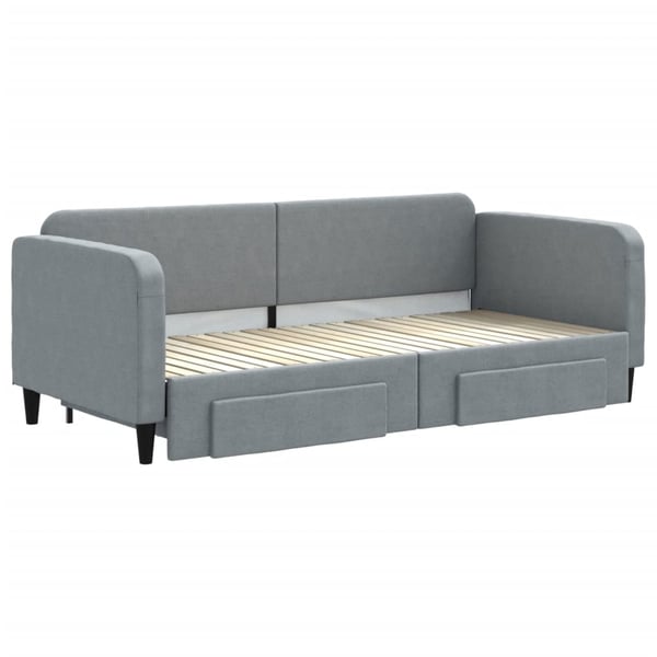vidaXL daybed med udtræk og skuffer 90x200 cm stof lysegrå