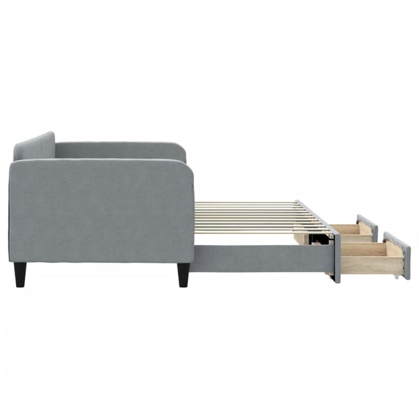 vidaXL daybed med udtræk og skuffer 90x200 cm stof lysegrå