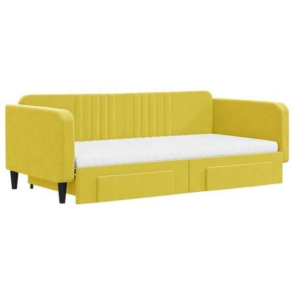 vidaXL daybed med udtræk og skuffer 100x200 cm velour gul