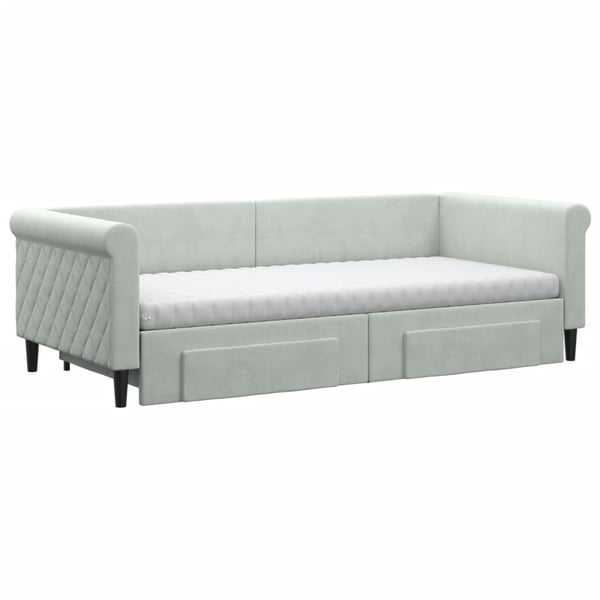 vidaXL daybed med udtræk og skuffer 90x200 cm velour lysegrå