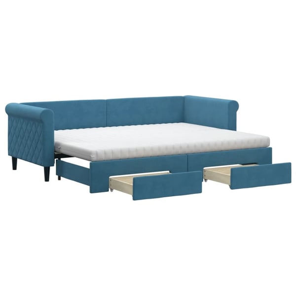 vidaXL daybed med udtræk og skuffer 80x200 cm stof blå