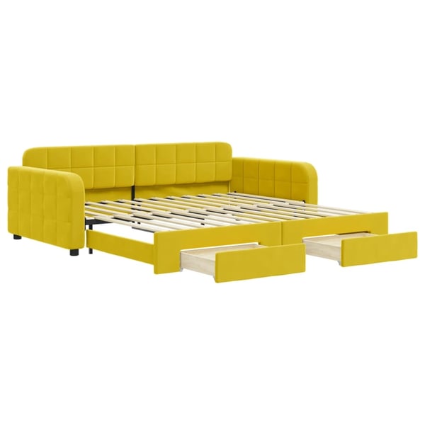 vidaXL daybed med udtræk og skuffer 100x200 cm velour gul