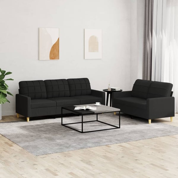 vidaXL sofasæt 2 dele med hynder stof sort