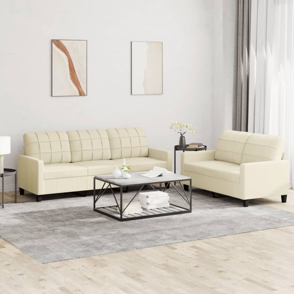 vidaXL sofasæt 2 dele med hynder kunstlæder Cremefarvet