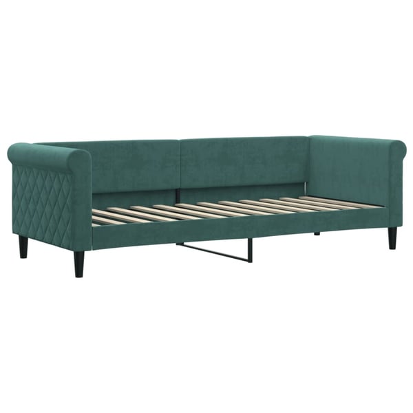 vidaXL daybed med udtræk og skuffer 80x200 cm velour mørkegrøn