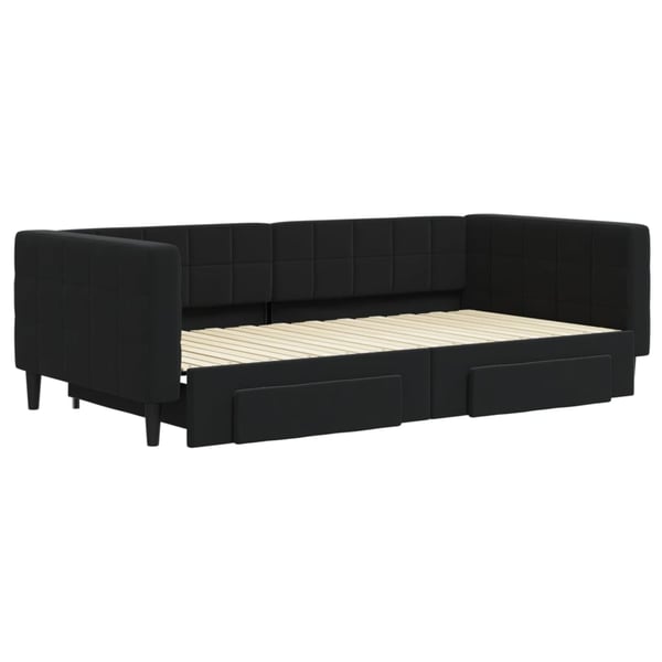 vidaXL daybed med udtræk og skuffer 100x200 cm velour sort