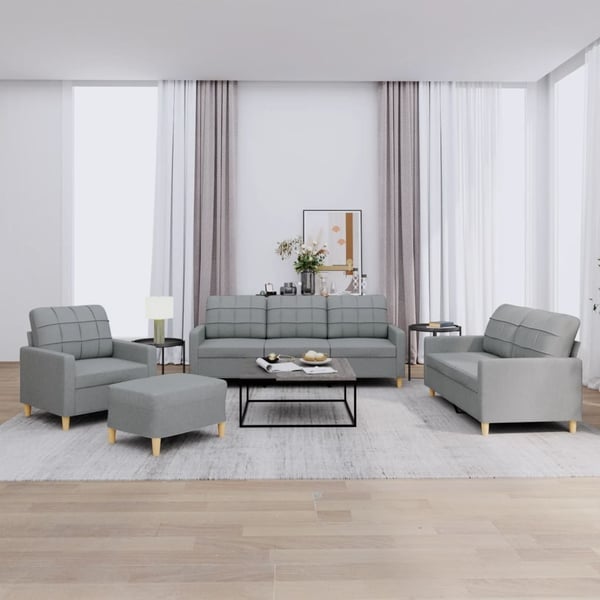 vidaXL sofasæt 4 dele med hynder stof lysegrå