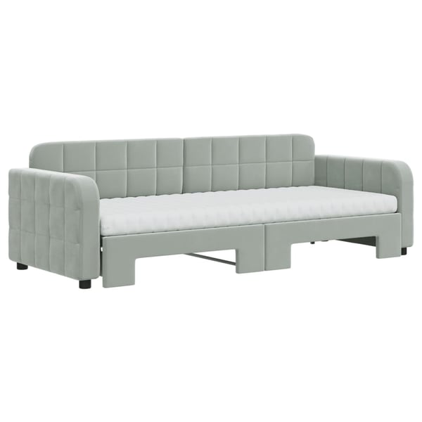 vidaXL daybed med udtræk og madras 80x200 cm velour lysegrå