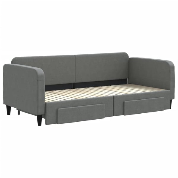 vidaXL daybed med udtræk og skuffer 90x200 cm stof mørkegrå