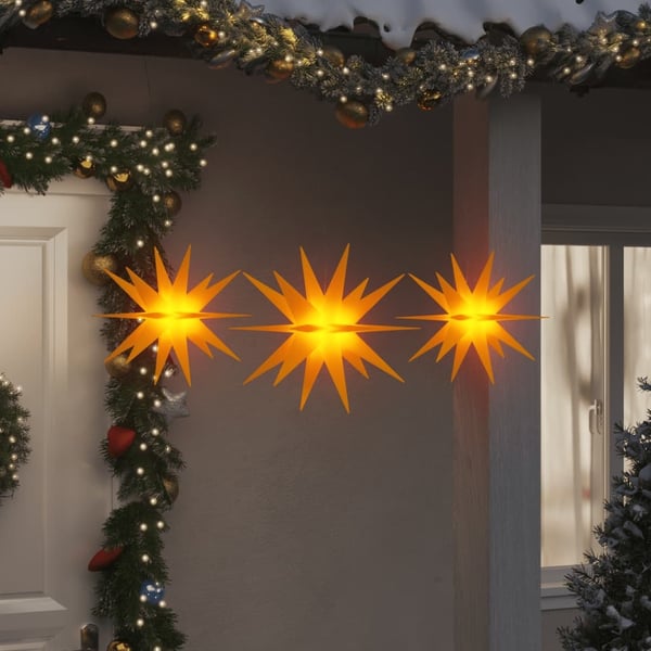 vidaXL Julelys med LED 3 stk sammenleggbar gul