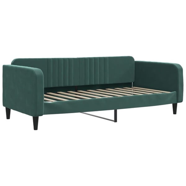 vidaXL daybed med udtræk og skuffer 100x200 cm velour mørkegrøn