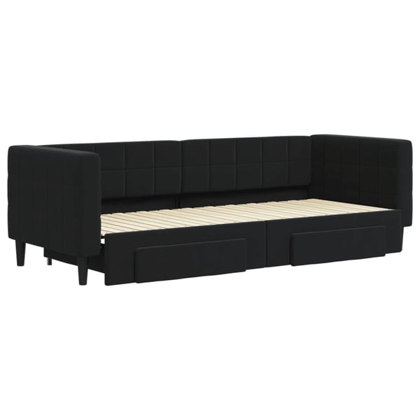 vidaXL daybed med udtræk og skuffer 80x200 cm velour sort