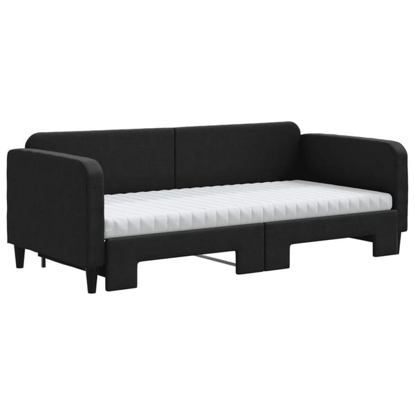 vidaXL daybed med udtræk og madras 90x200 cm stof sort