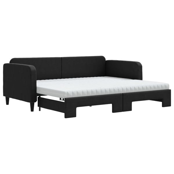 vidaXL daybed med udtræk og madras 90x200 cm stof sort
