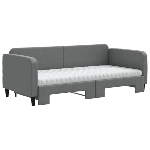 vidaXL daybed med udtræk og madras 90x200 cm stof mørkegrå