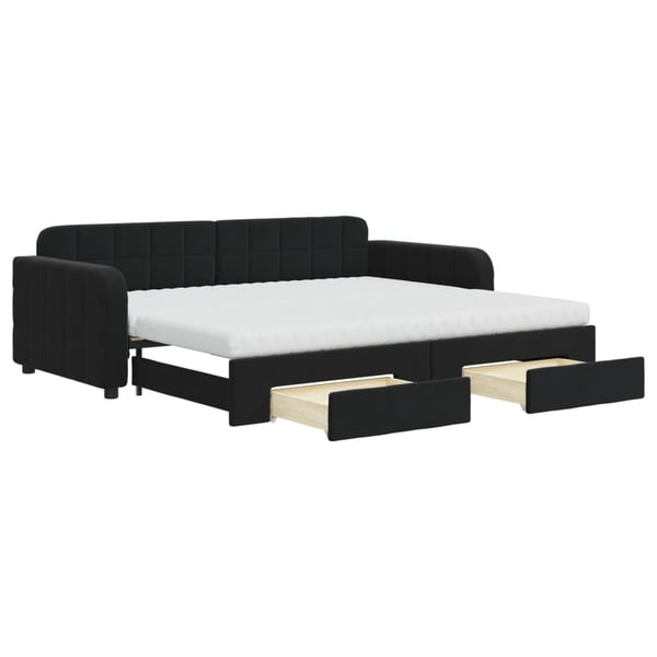 vidaXL daybed med udtræk og skuffer 90x200 cm velour sort
