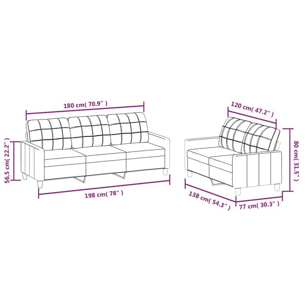 vidaXL sofasæt 2 dele med hynder kunstlæder grå