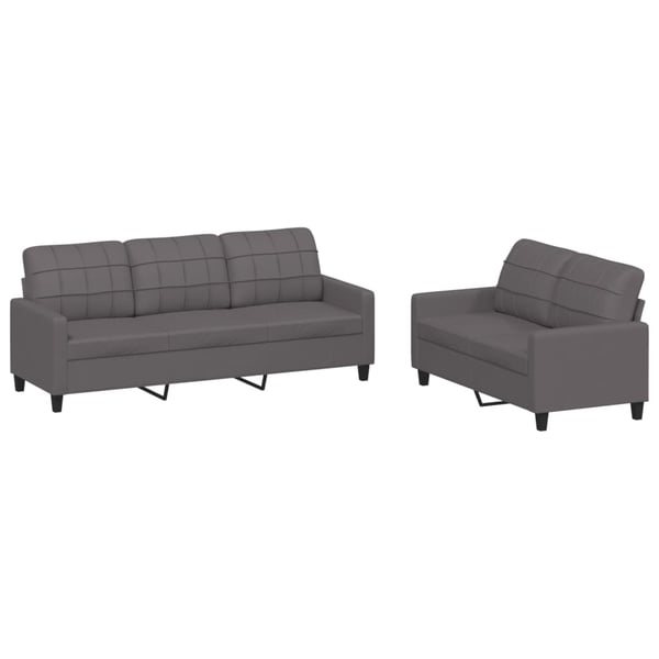 vidaXL sofasæt 2 dele med hynder kunstlæder grå