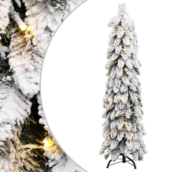 vidaXL kunstigt juletræ med 80 LED'er og sne 150 cm