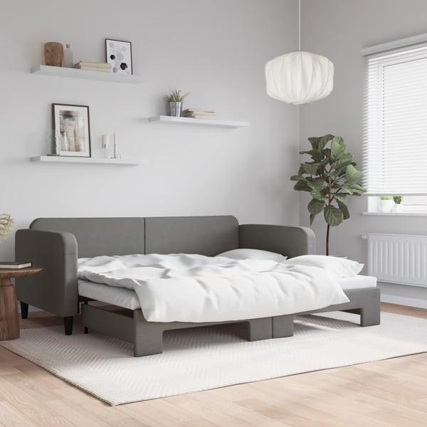 vidaXL daybed med udtræk 90x200 cm stof mørkegrå
