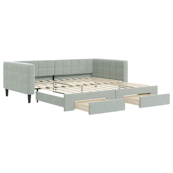 vidaXL daybed med udtræk og skuffer 100x200 cm velour lysegrå