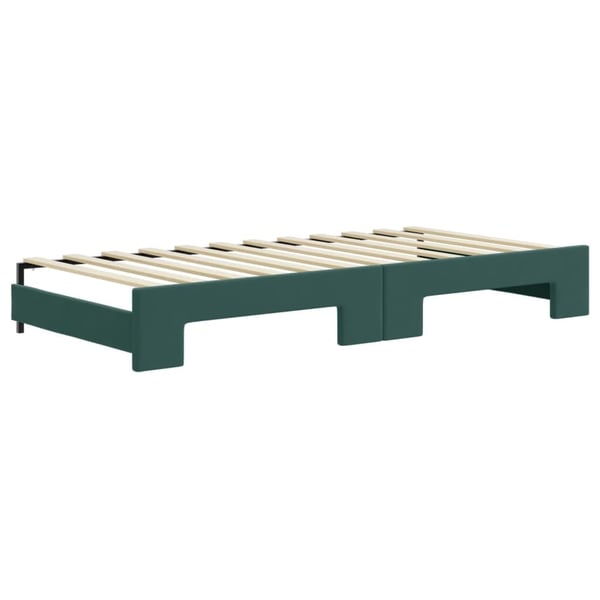 vidaXL daybed med udtræk og madras 90x200 cm velour mørkegrøn