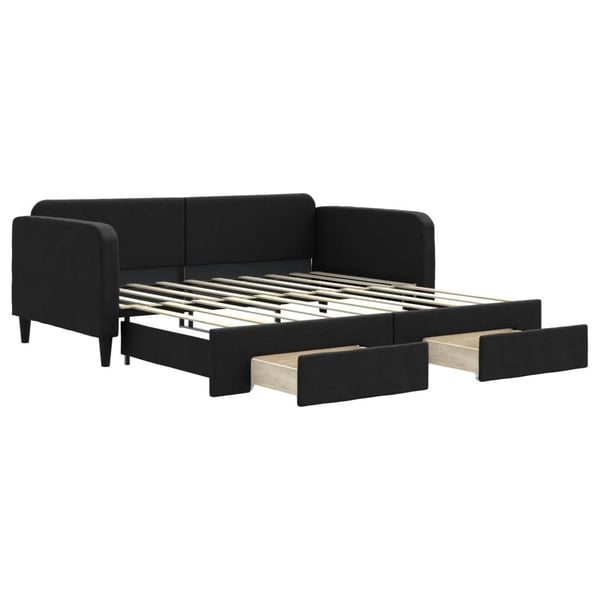 vidaXL daybed med udtræk og skuffer 90x190 cm stof sort