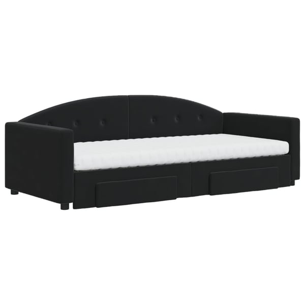 vidaXL daybed med udtræk og skuffer 90x200 cm velour sort