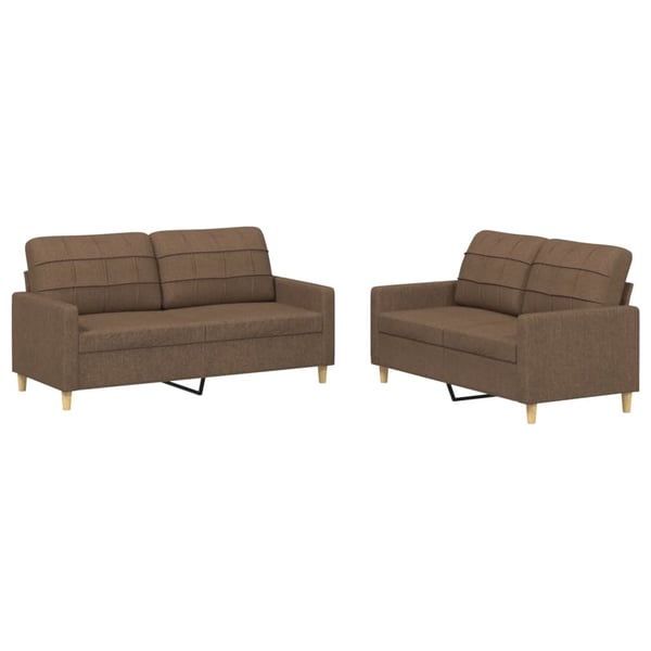 vidaXL sofasæt 2 dele med hynder stof brun