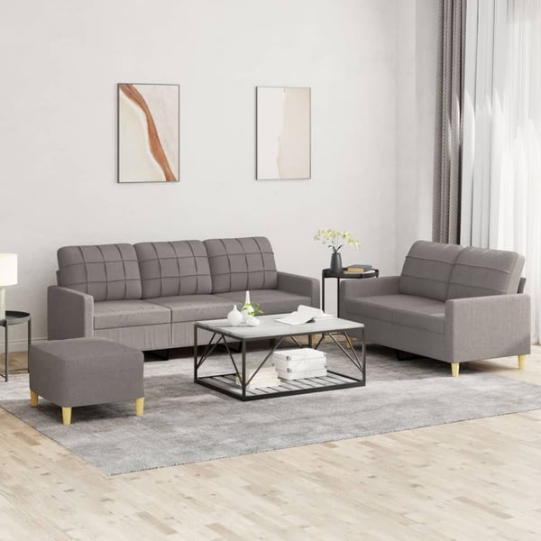 vidaXL sofasæt 3 dele med hynder stof gråbrun
