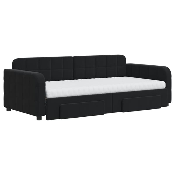 vidaXL daybed med udtræk og skuffer 90x190 cm velour sort