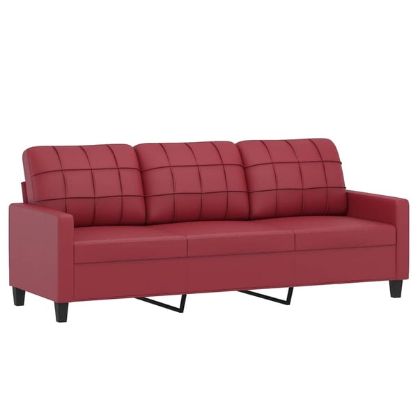 vidaXL sofasæt 3 dele med hynder kunstlæder vinrød