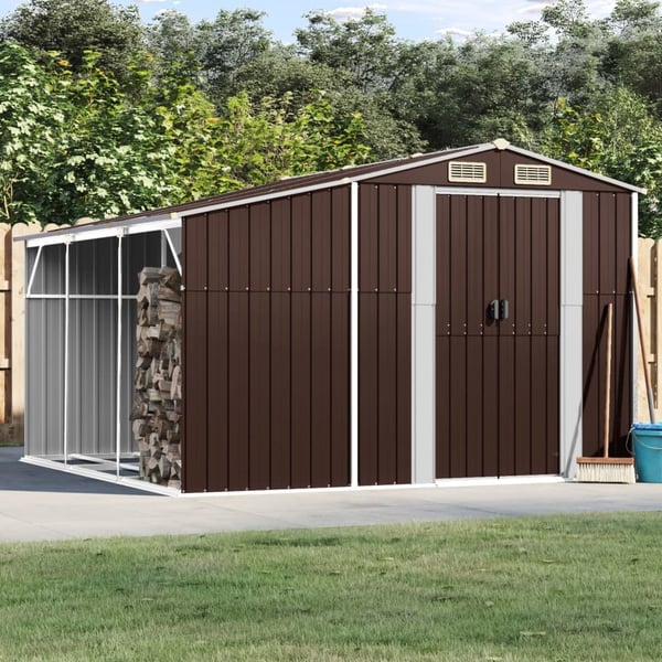 vidaXL haveskur 277x279x179 cm galvaniseret stål brun