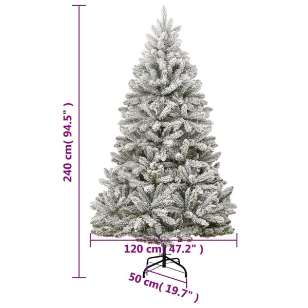 vidaXL kunstigt juletræ med sne 240 cm hængslet