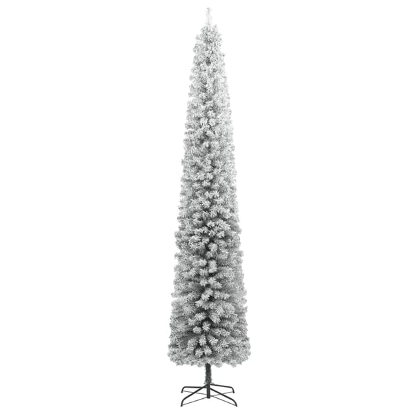 vidaXL smalt juletræ med juletræsfod og sne 300 cm PVC