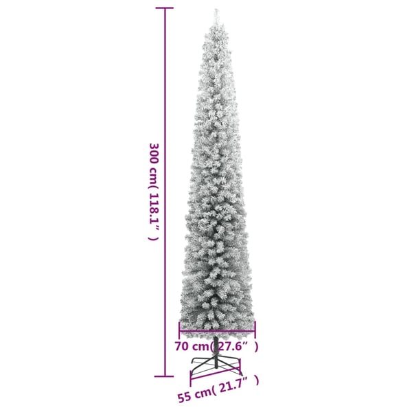 vidaXL smalt juletræ med juletræsfod og sne 300 cm PVC