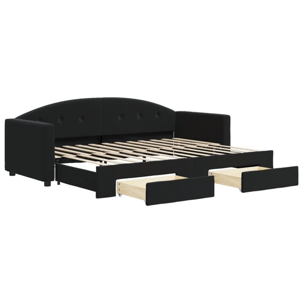 vidaXL daybed med udtræk og skuffer 80x200 cm velour sort