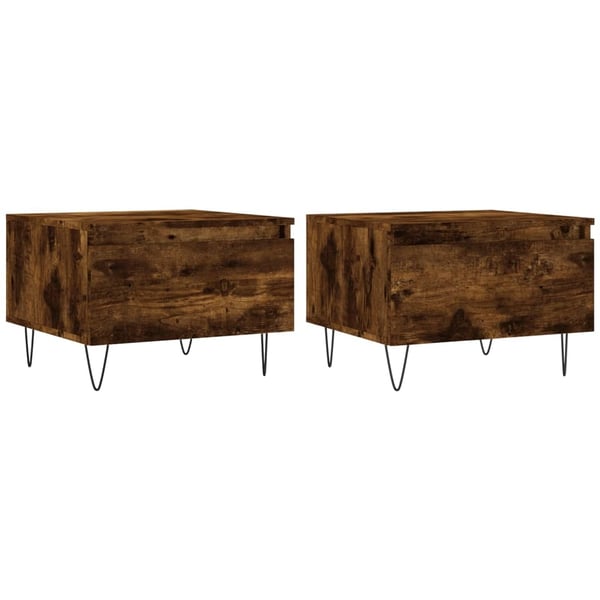 vidaXL Salongbord 2 stk røkt eik 50x46x35 cm konstruert tre