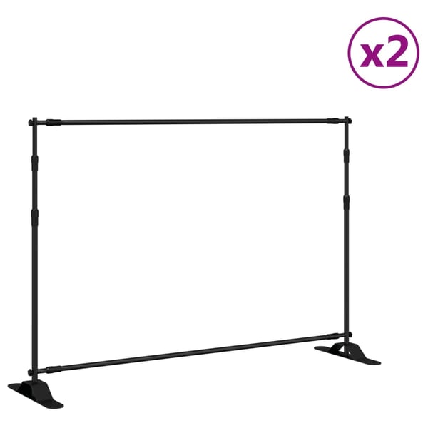 vidaXL stativ til fotobaggrund 2 stk. 305x243 cm stål sort