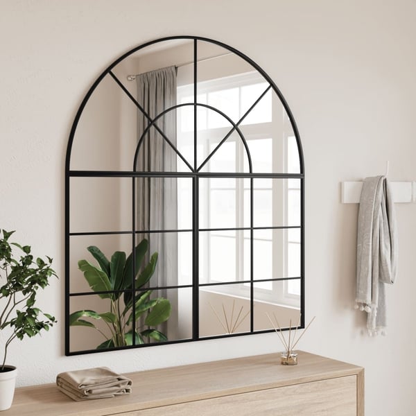 vidaXL vægspejl 100x50 cm buet jern sort